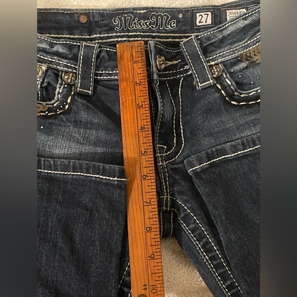 Miss Me Straight Leg Denim Jeans Big Bling Size 27 - Picture 7 of 15